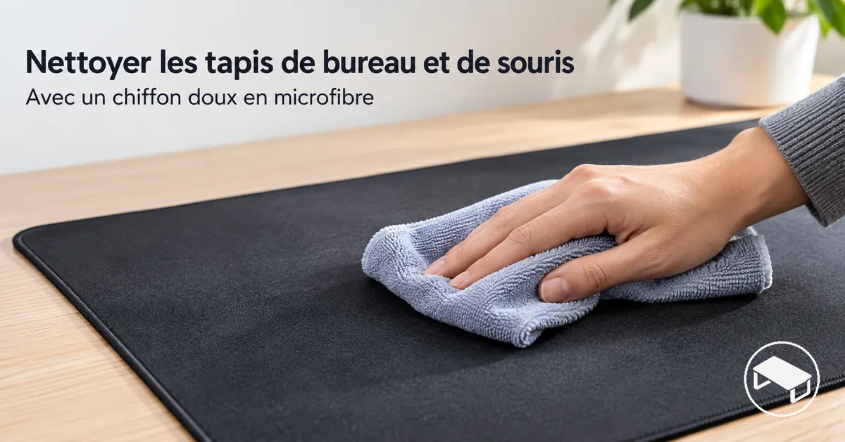 Tapis de bureau gaming nettoyé délicatement avec un chiffon doux en microfibre sur une surface plane