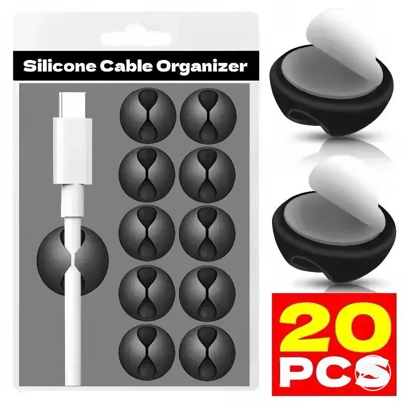 Clips autocollants en silicone pour fixer les câbles USB et de recharge