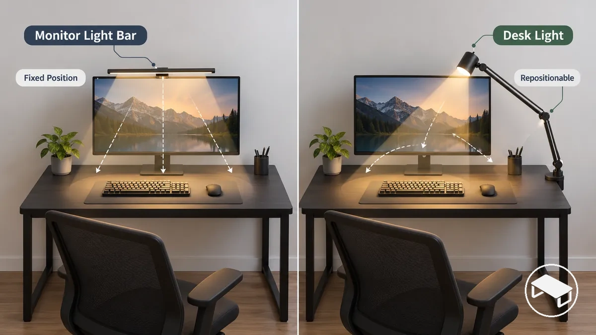 Barre lumineuse pour moniteur et lampe de bureau comparées pour un éclairage ciblé